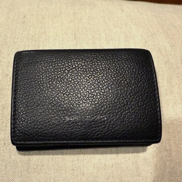 Saint Laurent Trifold Wallet, Black Leather - Picture 1 of 7